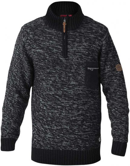 D555 REMINGTON Sweater With Woven Zipper Chest Pocket Black/Charcoal - Felpe & felpe con cappuccio - Felpe & Felpe con Cappuccio Uomo Taglie Forti