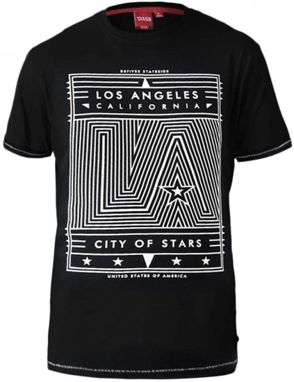 D555 OAKLEY LA Geometric Print Crew Neck T-Shirt Black - Magliette - Magliette Uomo Taglie Forti