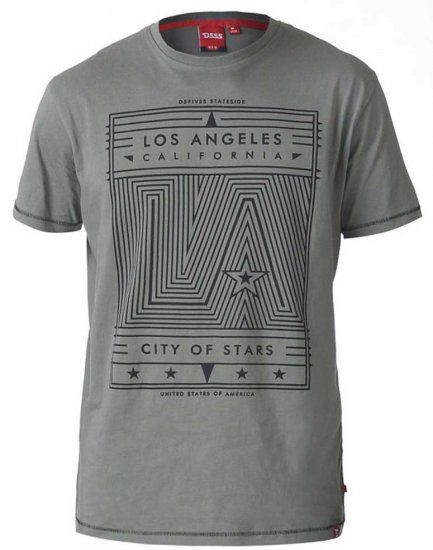 D555 OAKLEY LA Geometric Print Crew Neck T-Shirt Khaki - Magliette - Magliette Uomo Taglie Forti