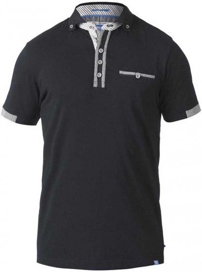 D555 SWANN Short Sleeve Stretch Polo Black - Polo - Polo Uomo Taglie Forti