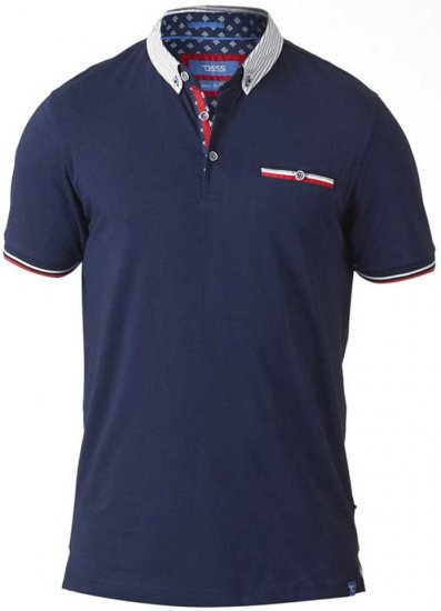 D555 GARFIELD Short Sleeve Stretch Polo Shirt Navy - Polo - Polo Uomo Taglie Forti