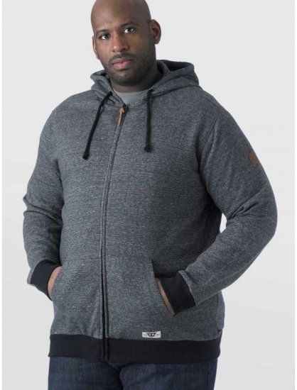 D555 Romney Full Zipper Hoodie Charcoal - Felpe & felpe con cappuccio - Felpe & Felpe con Cappuccio Uomo Taglie Forti