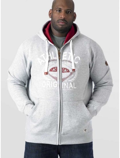 D555 Gabriel Athletic Zip Hoodie Grey - Felpe & felpe con cappuccio - Felpe & Felpe con Cappuccio Uomo Taglie Forti