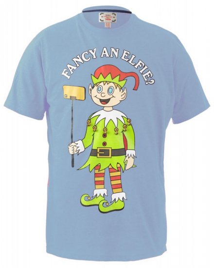 D555 Fancy an Elfie T-shirt Blue - Magliette - Magliette Uomo Taglie Forti