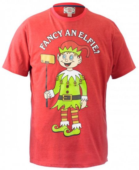 D555 Fancy an Elfie T-shirt Red - Magliette - Magliette Uomo Taglie Forti