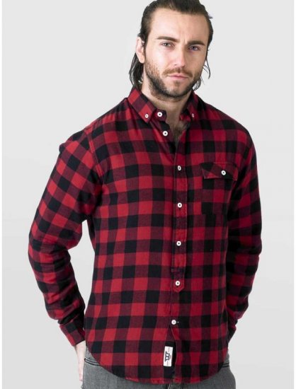 D555 Lawton LS Flannel Shirt Red - Camicie - Camicie Taglie Forti Uomo
