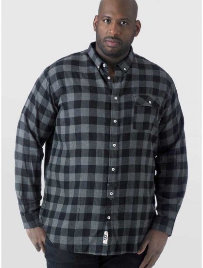 D555 Lawton LS Flannel Shirt Grey - Camicie - Camicie Taglie Forti Uomo