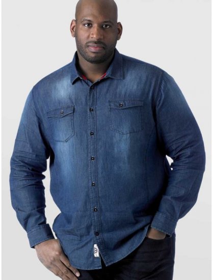 D555 Tobias LS Vintage Denim Shirt - Camicie - Camicie Taglie Forti Uomo