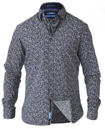 D555 Radcliff LS Printed Shirt Navy - Camicie - Camicie Taglie Forti Uomo