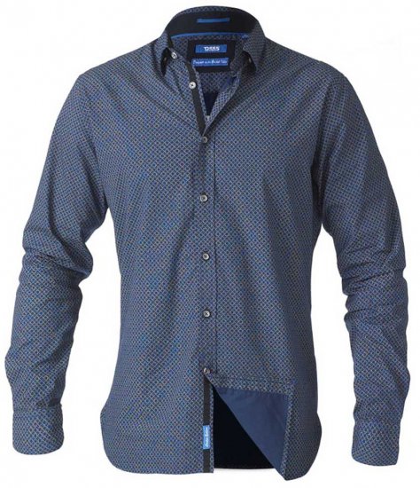 D555 Scott LS Printed Shirt Blue - Camicie - Camicie Taglie Forti Uomo