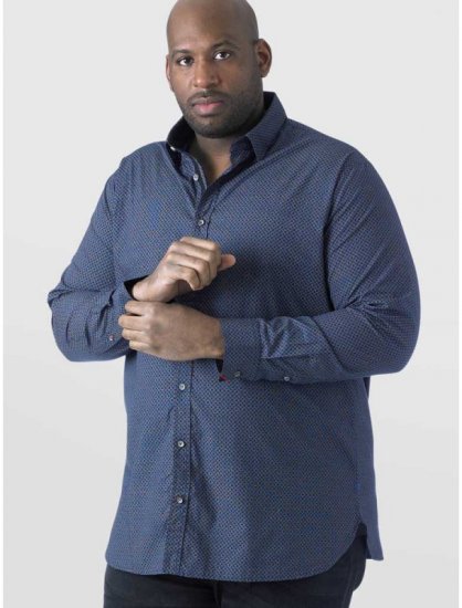 D555 Scott LS Printed Shirt Blue - Camicie - Camicie Taglie Forti Uomo