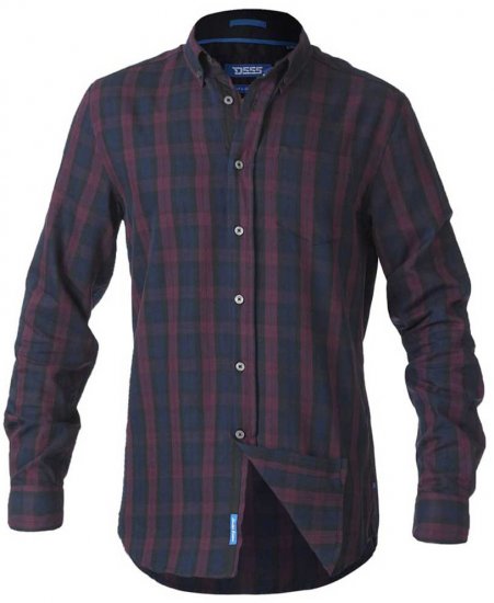 D555 Nixon LS Shirt Navy/Wine - Camicie - Camicie Taglie Forti Uomo