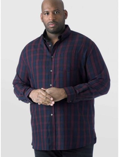 D555 Nixon LS Shirt Navy/Wine - Camicie - Camicie Taglie Forti Uomo