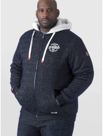 D555 Hulk Fur Lined Zipper Hood Navy - Felpe & felpe con cappuccio - Felpe & Felpe con Cappuccio Uomo Taglie Forti