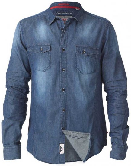 D555 Tobias LS Vintage Denim Shirt - Camicie - Camicie Taglie Forti Uomo