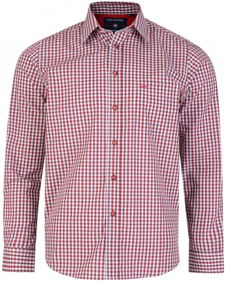 Kam Jeans 6140 Long Sleeve Shirt Red - Camicie - Camicie Taglie Forti Uomo