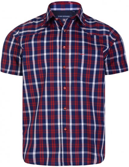 Kam Jeans 6143 Short Sleeve Shirt Red - Camicie - Camicie Taglie Forti Uomo
