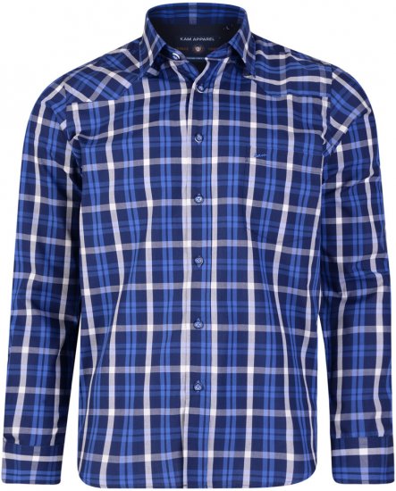 Kam Jeans 6143 Long Sleeve Shirt Navy - Camicie - Camicie Taglie Forti Uomo