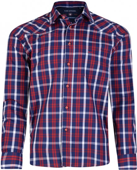 Kam Jeans 6143 Long Sleeve Shirt Red - Camicie - Camicie Taglie Forti Uomo