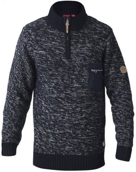 D555 REMINGTON Sweater With Woven Zipper Chest Pocket Navy/Grey - Felpe & felpe con cappuccio - Felpe & Felpe con Cappuccio Uomo Taglie Forti