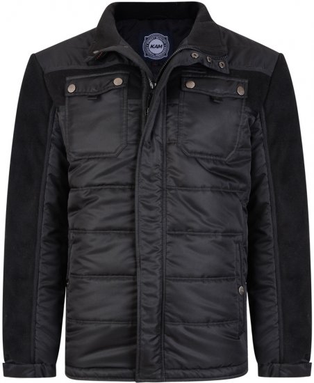 Kam Jeans 66 Padded Qulited Jacket Black - Giubbotti - Giubbotti Uomo Taglie Forti