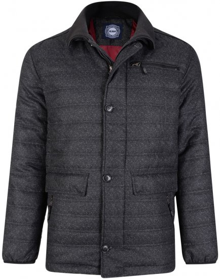 Kam Jeans 67 Casual Quilted Jacket Charcoal - Giubbotti - Giubbotti Uomo Taglie Forti