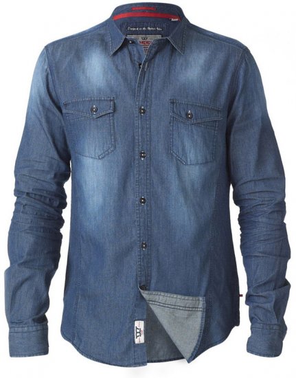 D555 Tobias LS Vintage Denim Shirt - Camicie - Camicie Taglie Forti Uomo