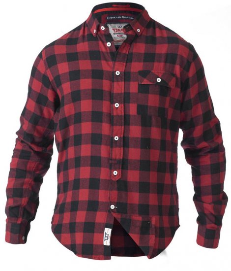 D555 Lawton LS Flannel Shirt Red - Camicie - Camicie Taglie Forti Uomo