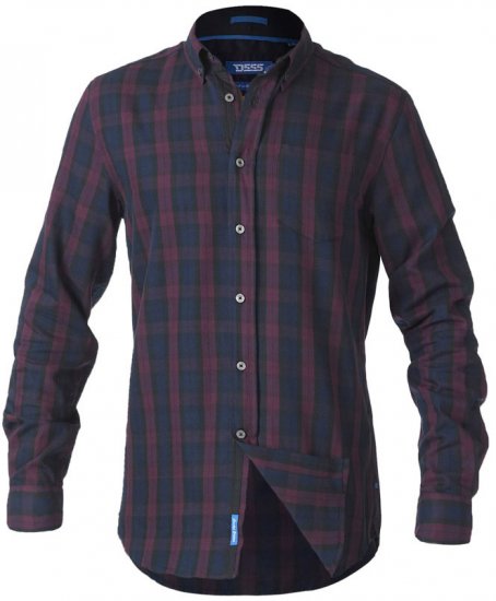 D555 Nixon LS Shirt Navy/Wine - Camicie - Camicie Taglie Forti Uomo