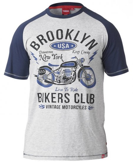 D555 HIRALDO T-Shirt Grey/Navy - Magliette - Magliette Uomo Taglie Forti