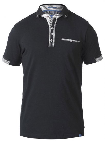 D555 SWANN Short Sleeve Stretch Polo Black - Polo - Polo Uomo Taglie Forti