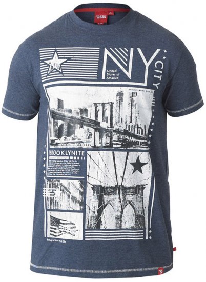 D555 RUEBEN NY City Print T-Shirt Denim - Magliette - Magliette Uomo Taglie Forti