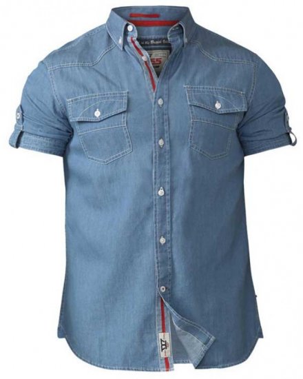 D555 Nathan Short Sleeve Shirt Blue - Camicie - Camicie Taglie Forti Uomo
