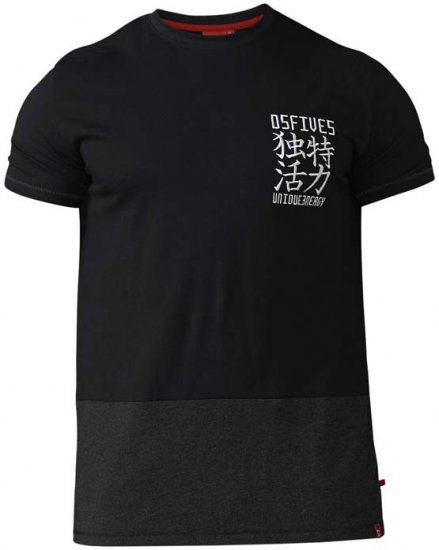D555 Emerson T-shirt Black & Charcoal - Magliette - Magliette Uomo Taglie Forti