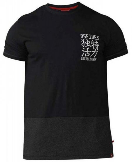 D555 Emerson T-shirt Black & Charcoal - Magliette - Magliette Uomo Taglie Forti