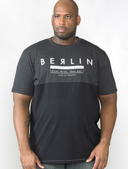 D555 Hamish T-shirt Charcoal & Black - Magliette - Magliette Uomo Taglie Forti