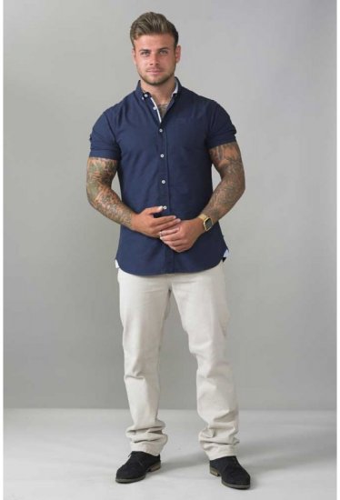 D555 Norman Short Sleeve Oxford Shirt Navy - Camicie - Camicie Taglie Forti Uomo