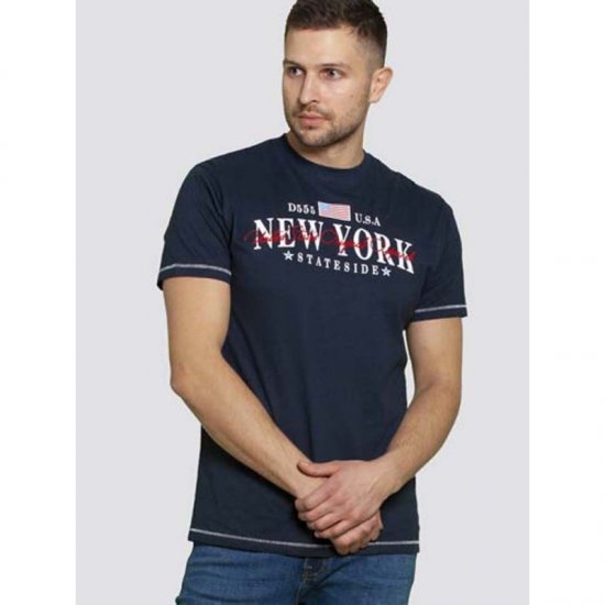 D555 Thornton Embroidery T-shirt Navy - Magliette - Magliette Uomo Taglie Forti