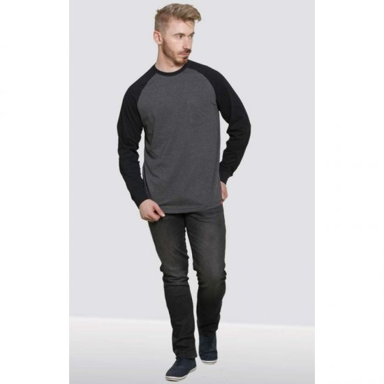 D555 Illinois Long Sleeve T-shirt Charcoal - Magliette - Magliette Uomo Taglie Forti