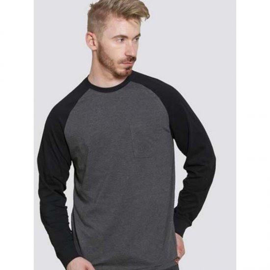 D555 Illinois Long Sleeve T-shirt Charcoal - Magliette - Magliette Uomo Taglie Forti