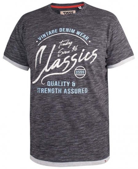 D555 Albury Black Double Layer Printed T-Shirt - Magliette - Magliette Uomo Taglie Forti