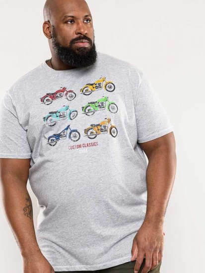 D555 Bathurst Custom Classics Motorbike Printed T-Shirt Grey - Magliette - Magliette Uomo Taglie Forti