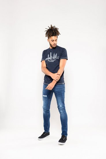 D555 Randwick San Francisco Printed T-Shirt Navy - Magliette - Magliette Uomo Taglie Forti