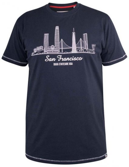 D555 Randwick San Francisco Printed T-Shirt Navy - Magliette - Magliette Uomo Taglie Forti