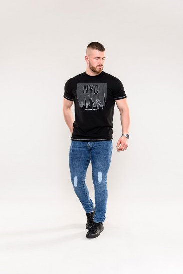 D555 Willoughby NYC Dot Printed T-Shirt Black - Magliette - Magliette Uomo Taglie Forti