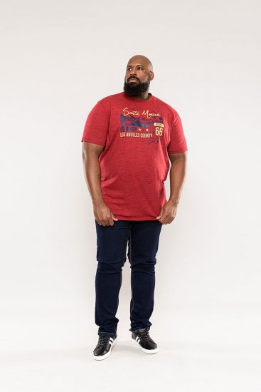 D555 Brisbane Santa Monica Route 66 Printed T-Shirt Red - Magliette - Magliette Uomo Taglie Forti