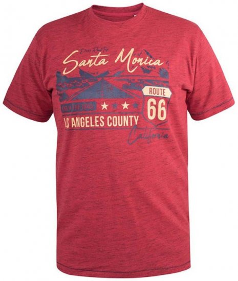 D555 Brisbane Santa Monica Route 66 Printed T-Shirt Red - Magliette - Magliette Uomo Taglie Forti