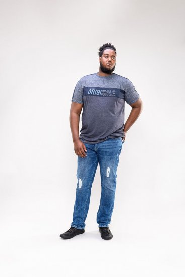 D555 Anson Originals Printed T-shirt Denim Marl - Magliette - Magliette Uomo Taglie Forti