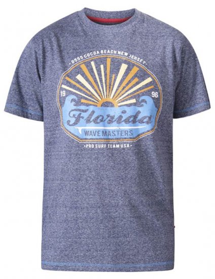 D555 Hallam Florida Wave Masters Crew Neck T-Shirt Navy Twist - Magliette - Magliette Uomo Taglie Forti