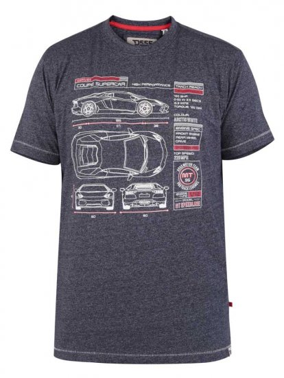 D555 Oakhill Super Car Blueprint T-shirt - Magliette - Magliette Uomo Taglie Forti